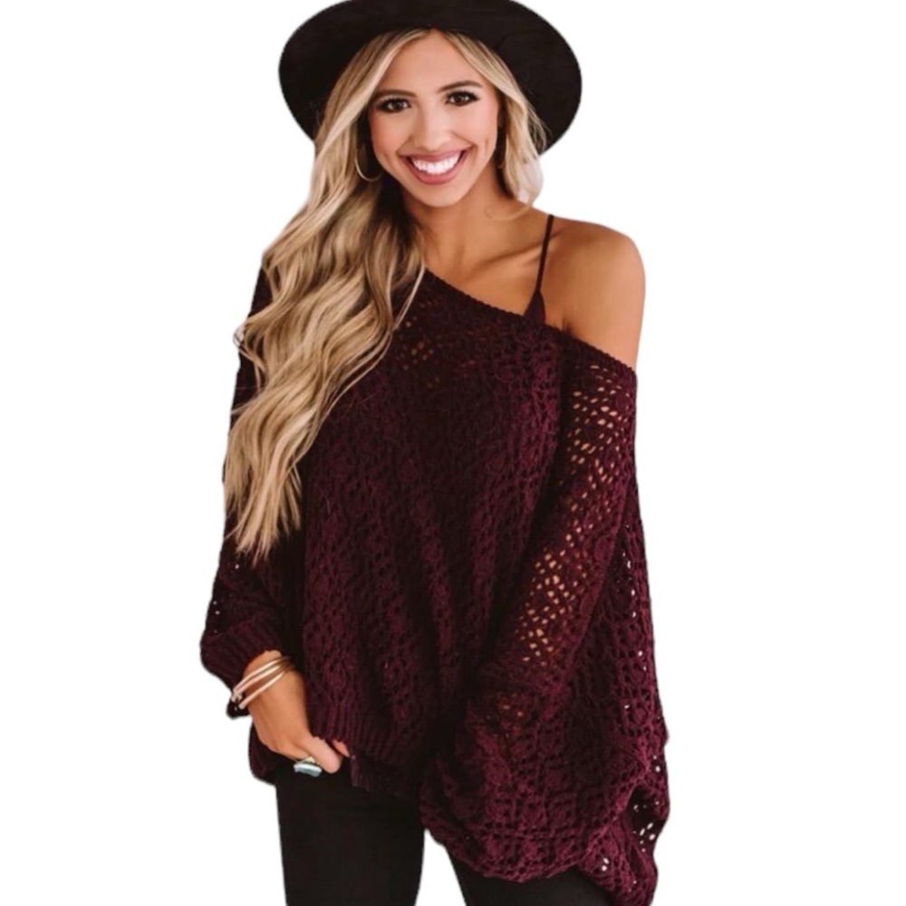 Camel Boat Neck Open Cable Knit Chenille Sweater NWT - (#0125)